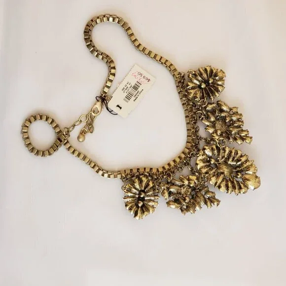 VTG Talbot's Blue & White Rhinestone Bib Statement Necklace - Picture 5 of 7